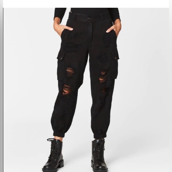 NEW Carmar Distressed Black Cargo JoggersSize 4